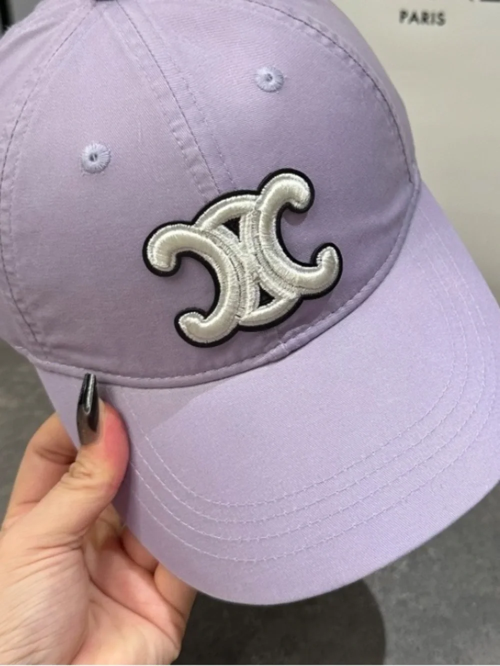 Celine. Light Purple Triomphe Embroidered Baseball Hat Cap